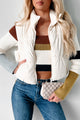 Hit The Slopes Faux Leather Puffer Vest (Ivory) - NanaMacs