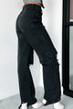 Huntsville High Rise Destroyed Straight Leg Jeans (Washed Black) - NanaMacs