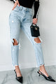 Alaina High Rise Distressed Boyfriend Jeans (Light Denim) - NanaMacs