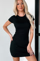 Rehashing The Past Ribbed Bodycon Dress (Black) - NanaMacs