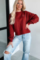 Connected By Heart "Mom" Heart Stitched Sweatshirt (Burgundy) - NanaMacs