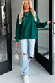 Pressing Pause Oversized Crewneck Sweatshirt (Hunter Green) - NanaMacs