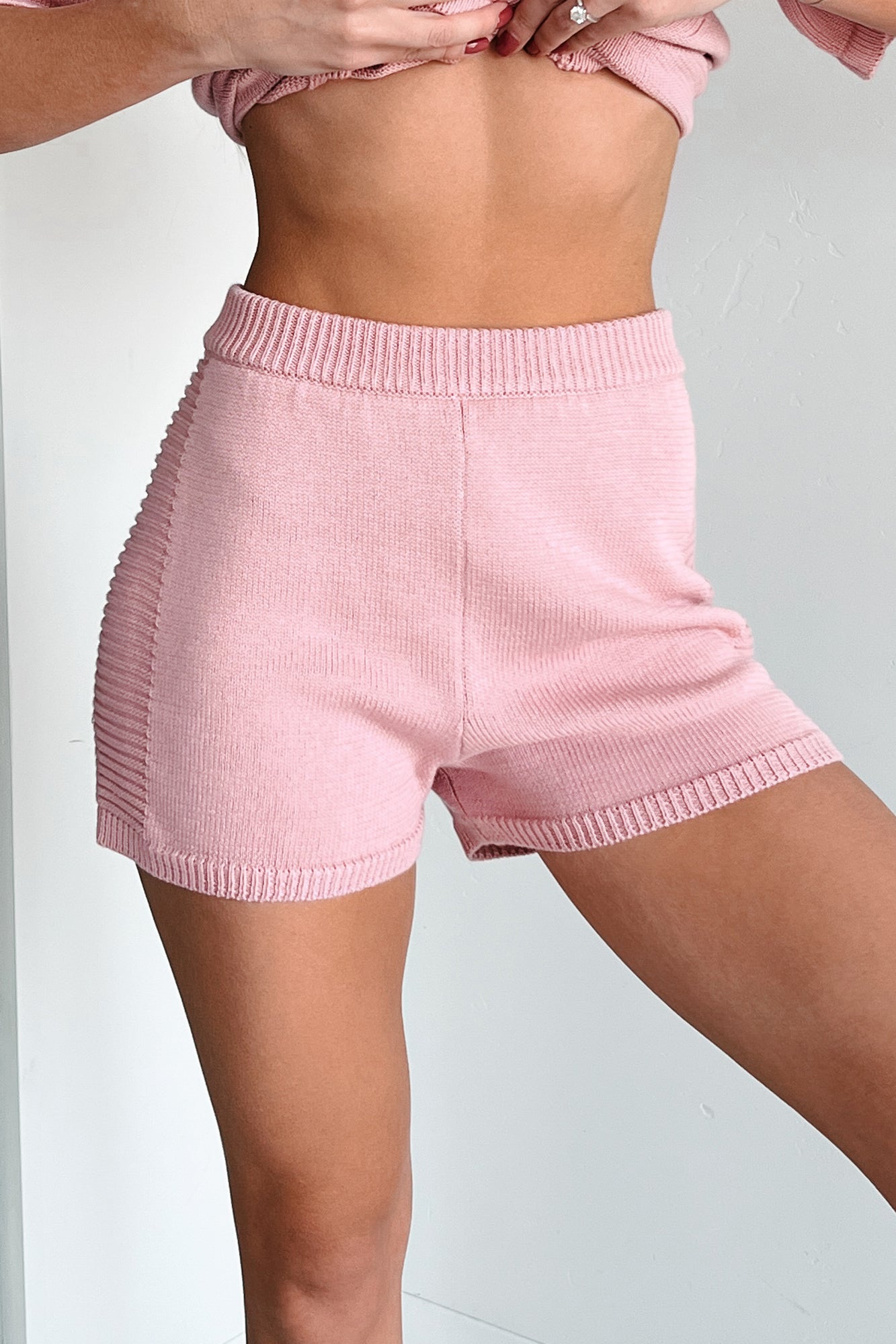 Needing Comfort High Rise Knit Shorts (Blush) - NanaMacs