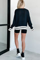 "Let's Take A Walk" Lightweight Knit Sweater (Dark Navy/White) - NanaMacs