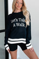 "Let's Take A Walk" Lightweight Knit Sweater (Dark Navy/White) - NanaMacs