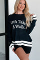 "Let's Take A Walk" Lightweight Knit Sweater (Dark Navy/White) - NanaMacs