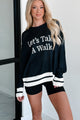 "Let's Take A Walk" Lightweight Knit Sweater (Dark Navy/White) - NanaMacs