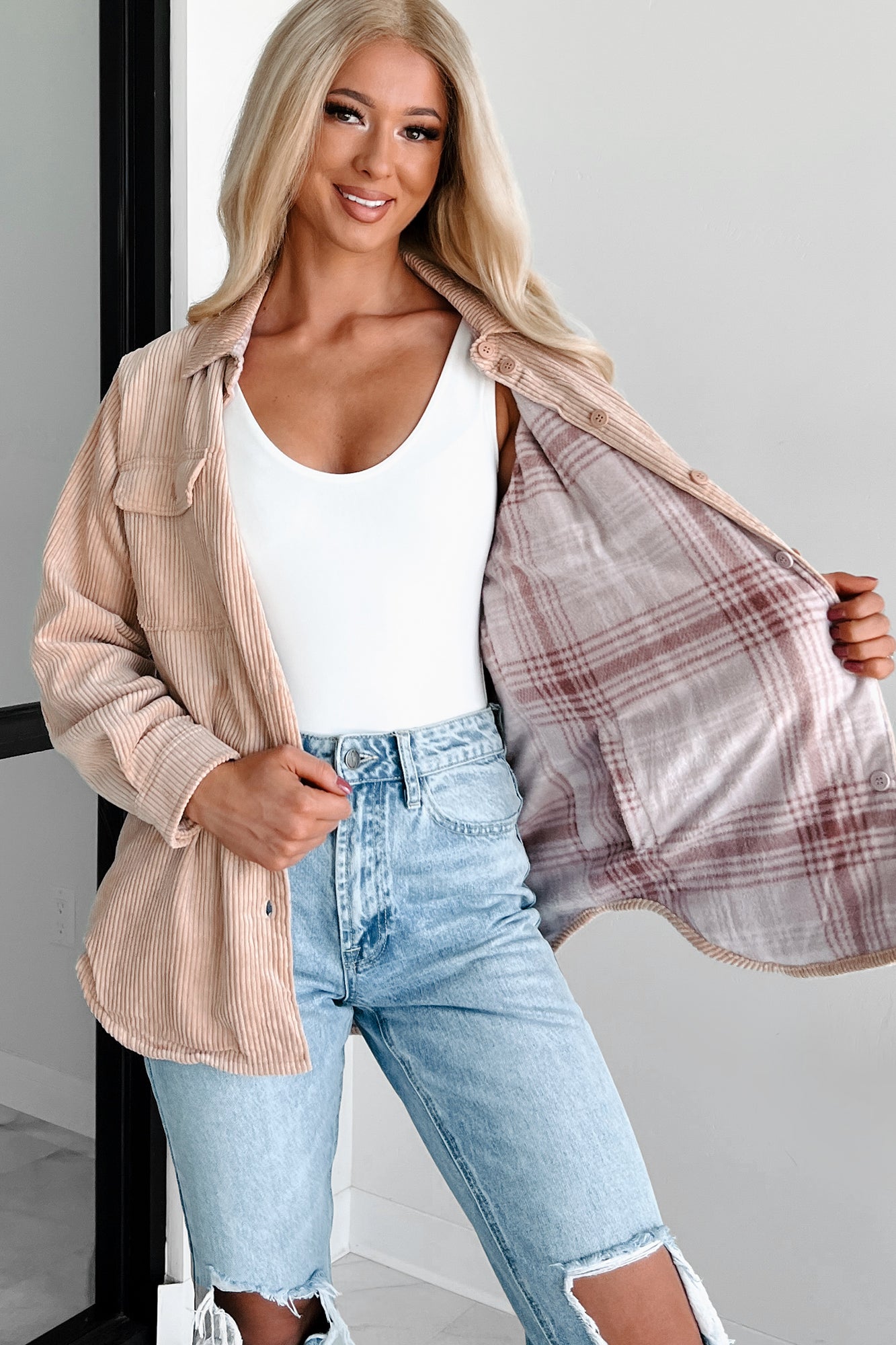 When The Leaves Turn Reversible Corduroy Jacket (Camel) · NanaMacs