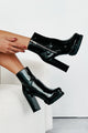 Tall Task Patent Leather Platform Booties (Black) - NanaMacs