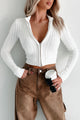 Pursuit Of Fall Zip-Up Sweater Top (Ivory) - NanaMacs