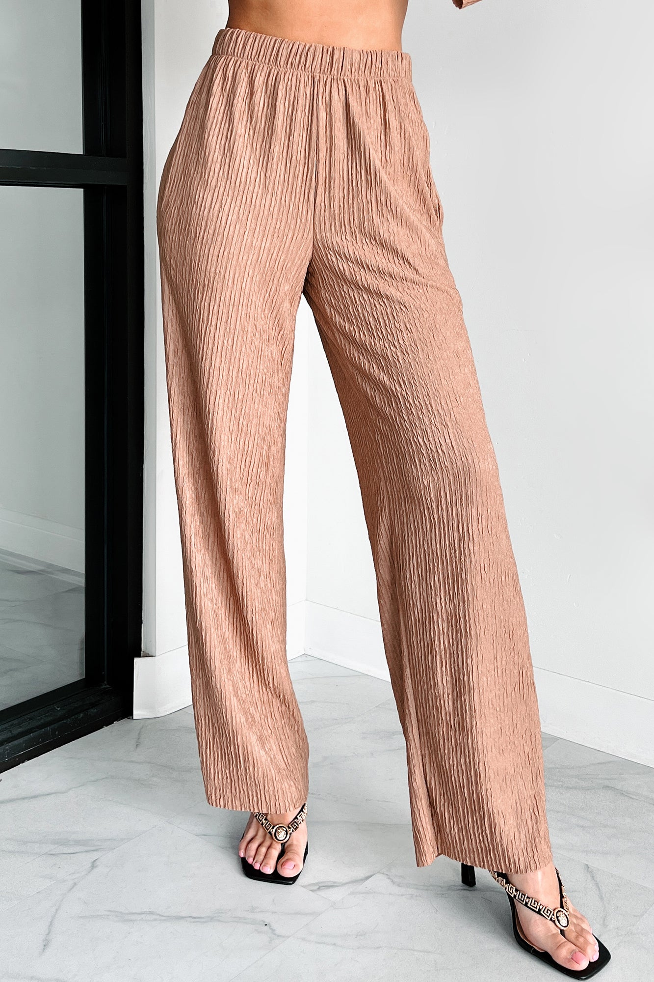 Interesting Scenarios Textured Wide Leg Pants (Coco) - NanaMacs