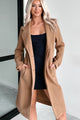 Fashionable For Fall Brushed Fleece Trench Coat (Camel) - NanaMacs