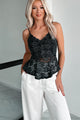 Stardust Whisper Glitter Lace Tank Top (Black) - NanaMacs