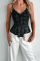 Stardust Whisper Glitter Lace Tank Top (Black) - NanaMacs