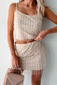 Shimmering Sensation Rhinestone Pearl Mesh Tank Top (Nude) - NanaMacs