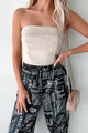 The Exception To Every Rule Faux Leather Strapless Top (Latte) - NanaMacs