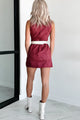 Table For Two Faux Suede Dress (Burgundy) - NanaMacs