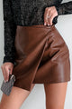 Ready For Autumn Wrap Pleather Mini Skort (Brown) - NanaMacs