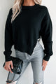 Seeking The Extraordinary Asymmetric Metal Beaded Sweater (Black) - NanaMacs