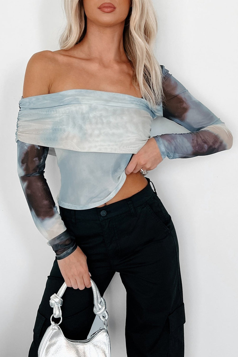 The Beauty Of Existence Asymmetric Mesh Top (Grey/Black) - NanaMacs