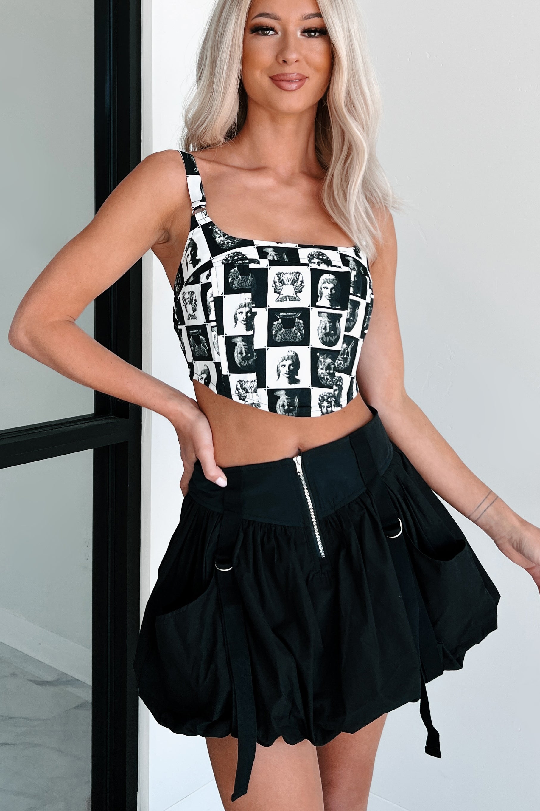 Timeless Expressions Printed Corset Top (Black/White) · NanaMacs