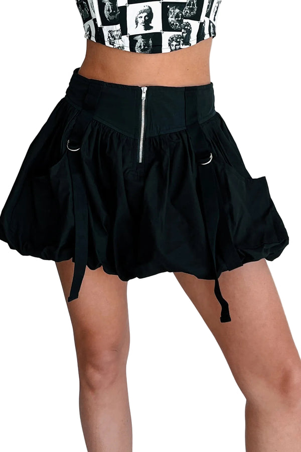 DOORBUSTER Rebel By Choice Strap Detail Bubble Skirt (Black) - NanaMacs