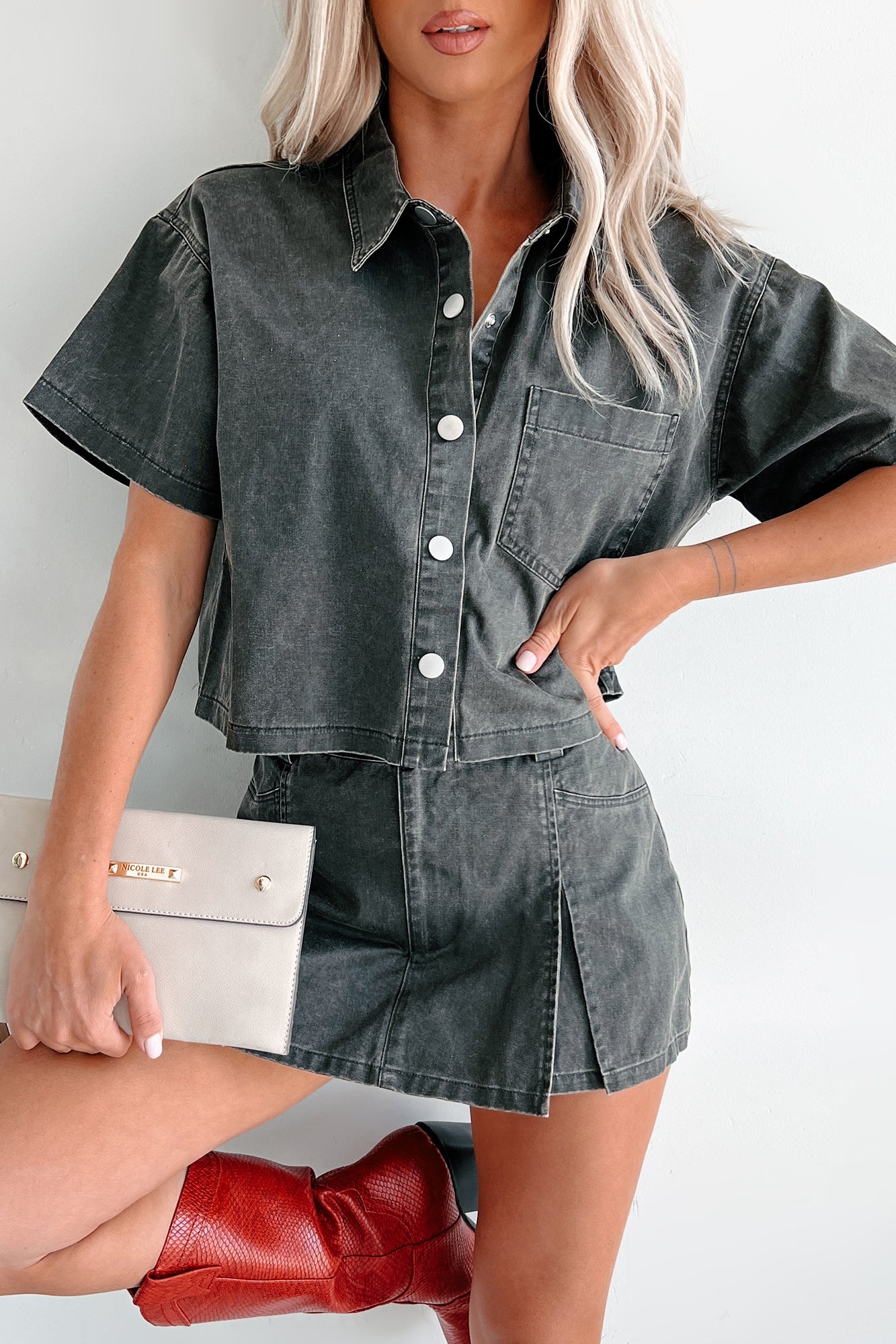Tory Boxy Denim Button-Up Shirt (Washed Grey) · NanaMacs
