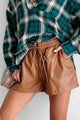 Can't Get Enough Of Me Faux Leather Shorts (Camel) - NanaMacs