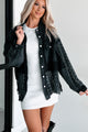 Unique & Interesting POL Lace Crochet Button-Down Shirt (Black) - NanaMacs