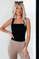 Simplicity Is Bliss Double-Layered Square Neck Tank Top (Black) - NanaMacs