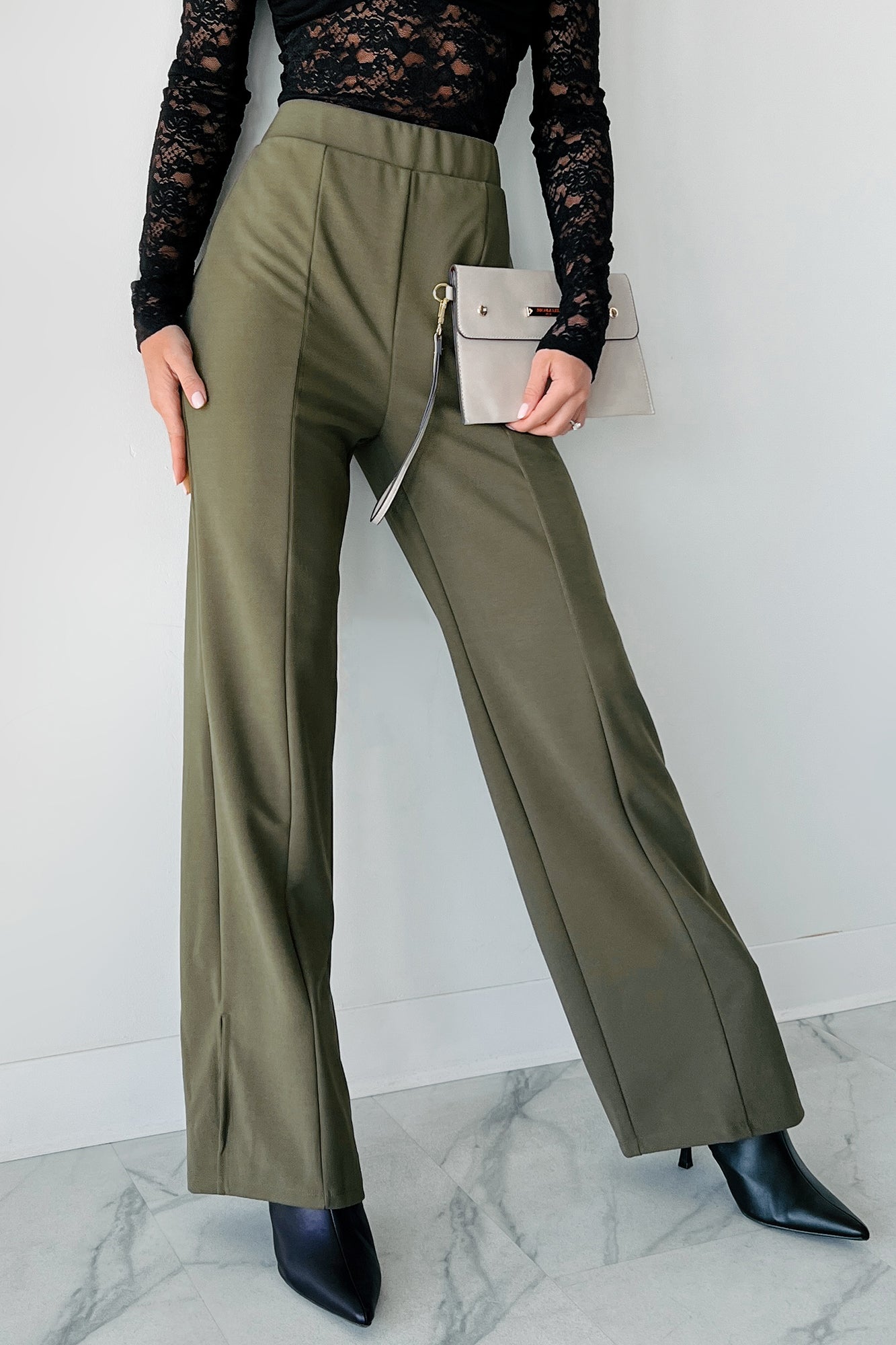 Determined To Succeed High Waist Pants (Olive) - NanaMacs