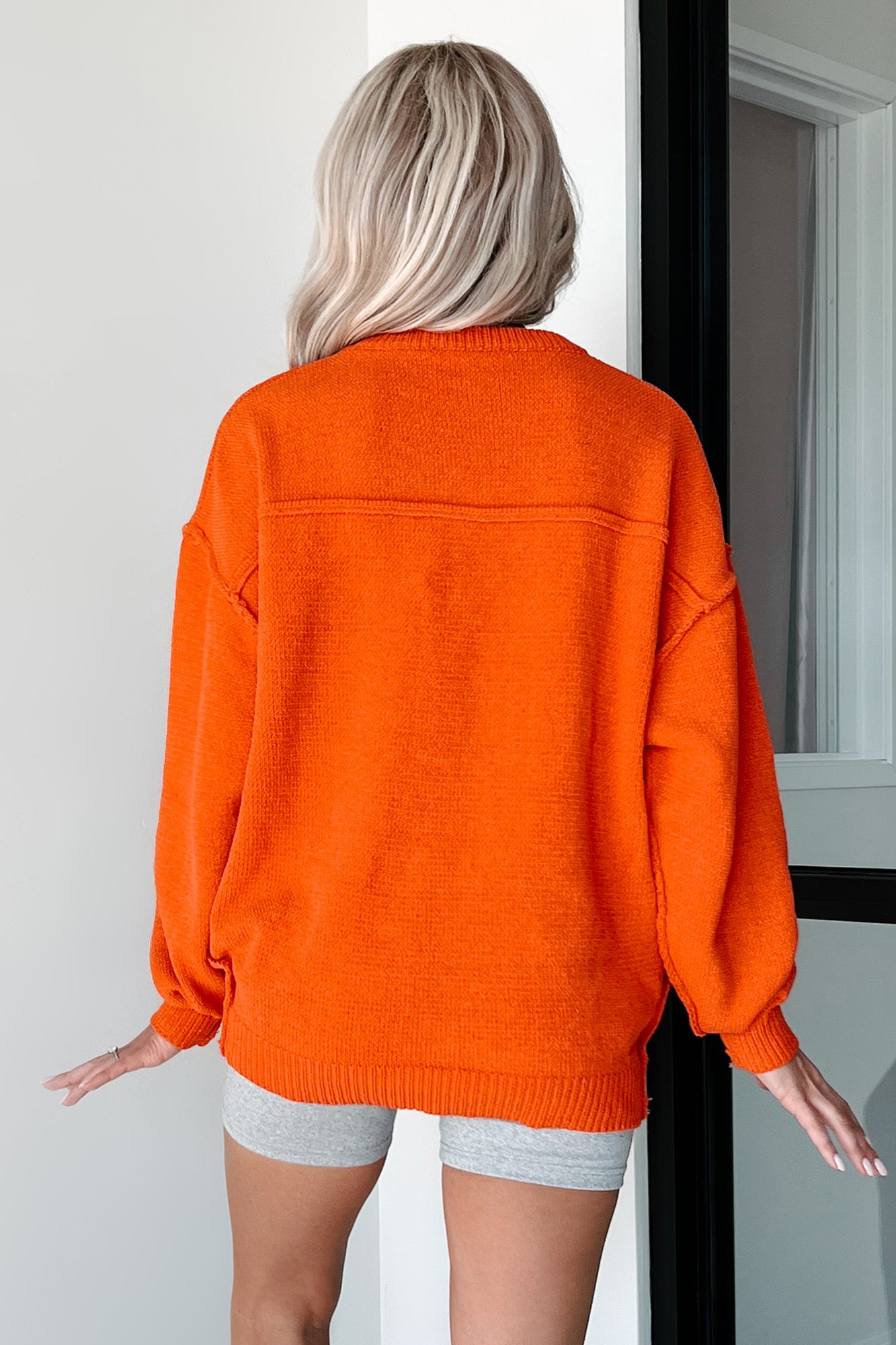 Favored For Fall Oversized Sweater (Coral Orange) - NanaMacs