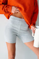 Minding Mine Mid Rise Ribbed Biker Shorts (Heather Grey) - NanaMacs