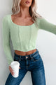 Art Of Subtleness Fuzzy Knit Long Sleeve Top (Mint) - NanaMacs