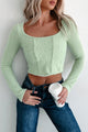 Art Of Subtleness Fuzzy Knit Long Sleeve Top (Mint) - NanaMacs