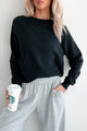 At Home Vibes Raglan Sleeve Pocket Sweatshirt (Black) - NanaMacs