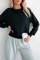 At Home Vibes Raglan Sleeve Pocket Sweatshirt (Black) - NanaMacs