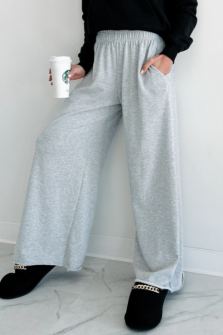 Chasing Relaxation Wide Leg Lounge Pants (Heather Grey) - NanaMacs