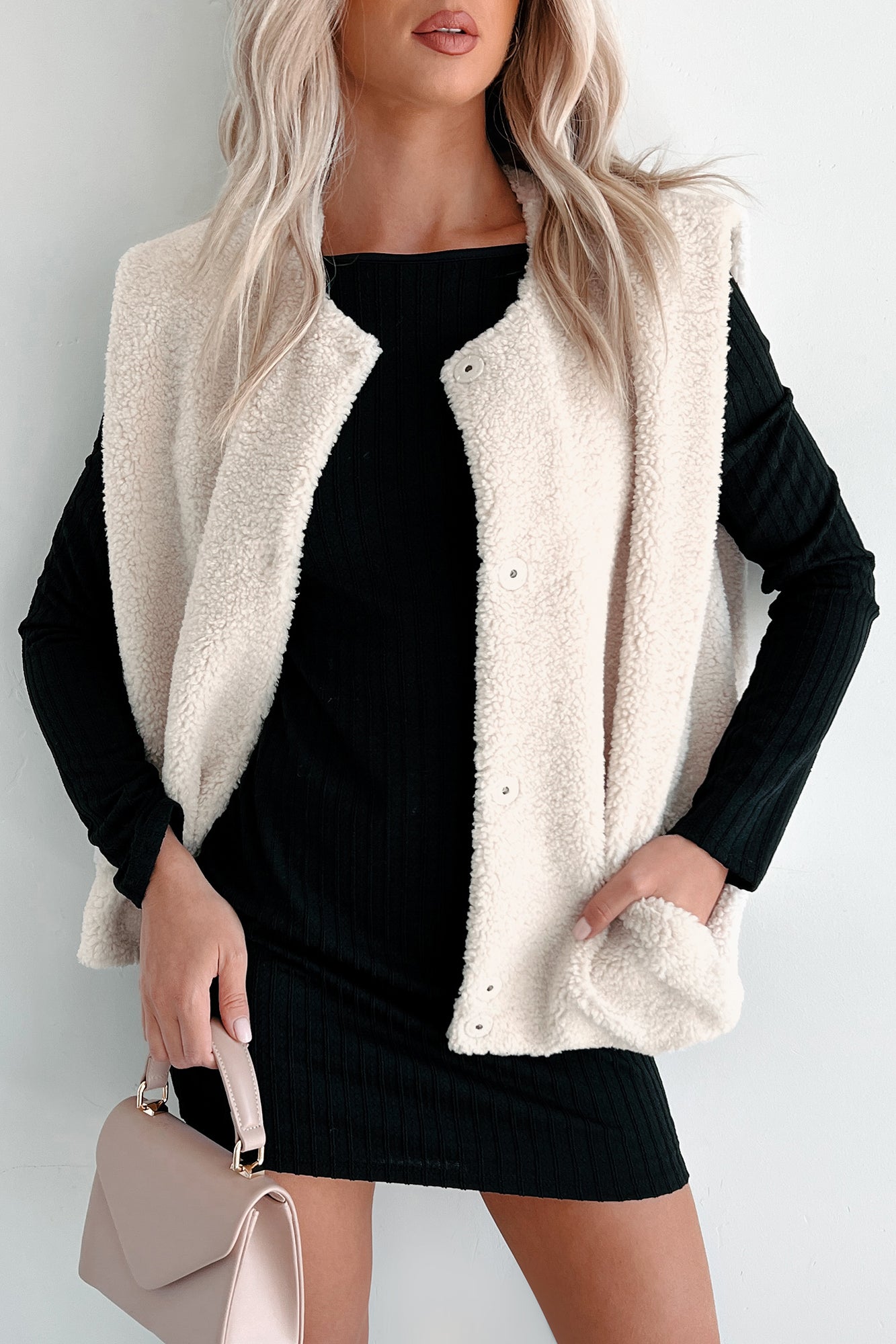 Took A Chance Oversized Sherpa Vest (Cream) · NanaMacs