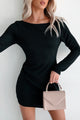 Wanna Be Loved Textured Knit Backless Mini Dress (Black) - NanaMacs