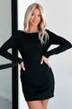 Wanna Be Loved Textured Knit Backless Mini Dress (Black) - NanaMacs