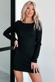 Wanna Be Loved Textured Knit Backless Mini Dress (Black) - NanaMacs