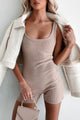 Latte Runs Ribbed Sleeveless Romper (Light Tan) - NanaMacs