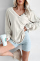 Samson Raw Edged Oversized Long Sleeve Top (Beige) - NanaMacs