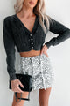 Neema Mineral Wash Crop Cardigan Top (Black) - NanaMacs