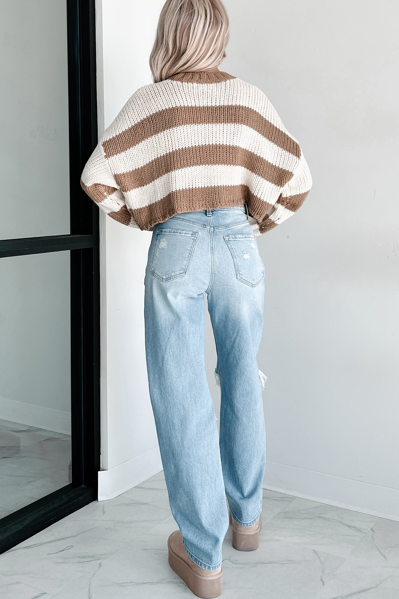 Share Your Story Striped Crop Sweater (Cream/Taupe) - NanaMacs