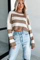 Share Your Story Striped Crop Sweater (Cream/Taupe) - NanaMacs