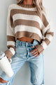 Share Your Story Striped Crop Sweater (Cream/Taupe) - NanaMacs