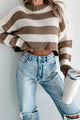 Share Your Story Striped Crop Sweater (Cream/Taupe) - NanaMacs