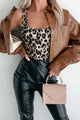 Little Bit Sassy Faux Leather Crop Shacket (Brown) - NanaMacs